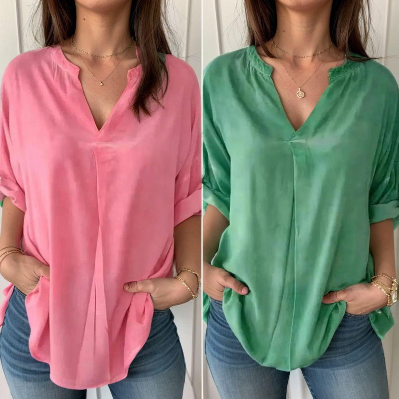 Blusinha Debora em Viscose de Toque Macio e Gola Minimalista