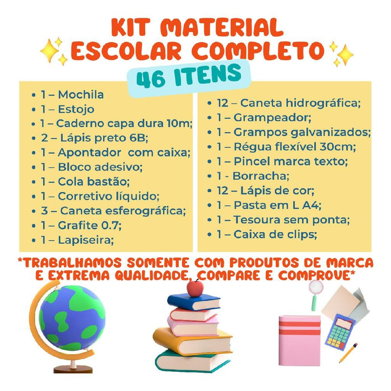 Aproveite -  Kit Completo Material Escolar - Volta às Aulas